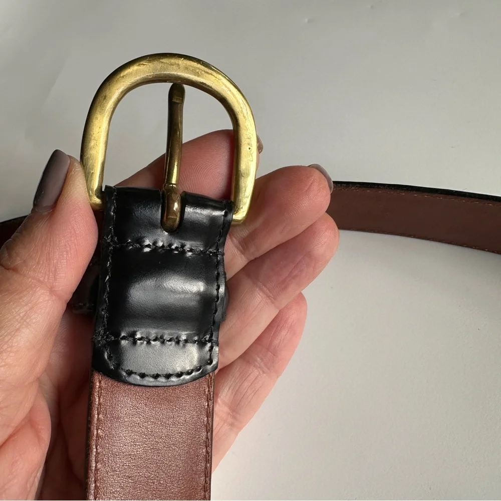 Coach Men’s Vintage Black Leather Belt with Gold Buckle Size 42”